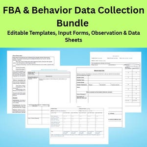 Functional Behavior Assessment (FBA) Toolkit. Editable Templates with Examples