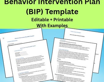Verhalten Eingriff Plan (BIP) Vorlage | Bearbeitbar + druckbar | Mit Beispielbildern