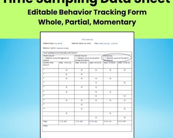 Zeitmuster-Verhalten Datenblatt | Bearbeitbares Interval-Aufnahmeformat