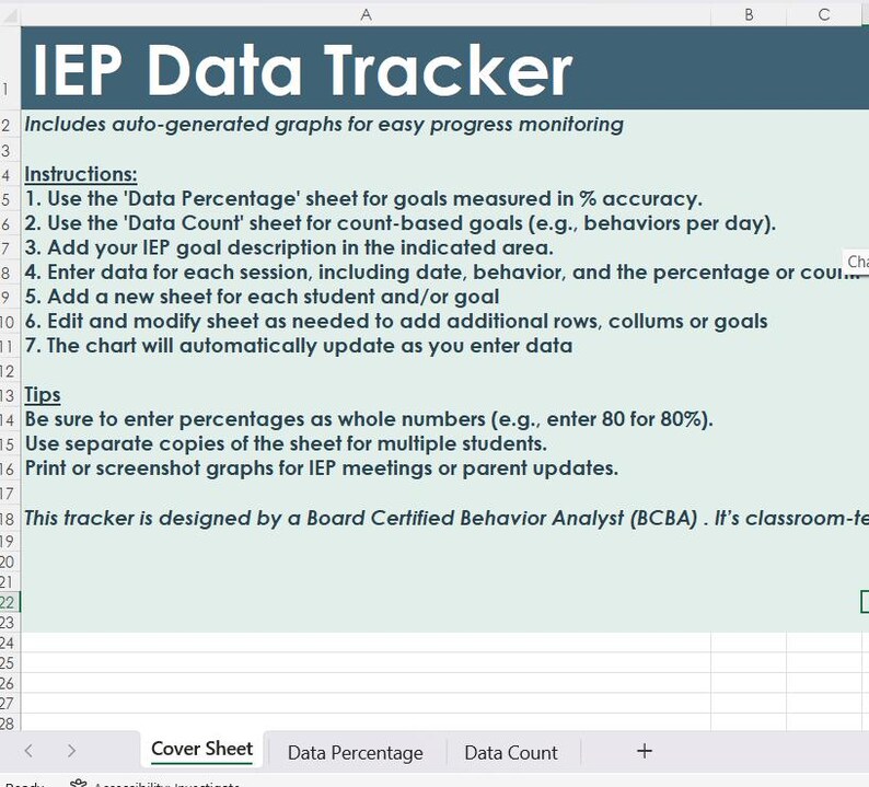 IEP Goal Data Tracker With Graphs, Special Education, Progress ...