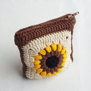 Zonnebloem portemonnee, oma vierkante gehaakte portemonnee, gehaakte zakjes, gehaakte Afghaanse portemonnee, gehaakte portemonnee, handtas, clutch, retro tas, retro portemonnee