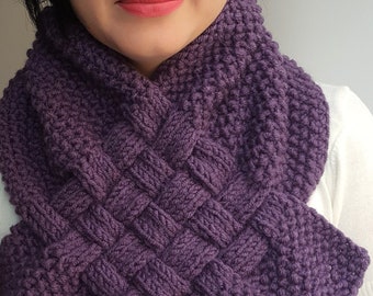 READY TO SHIP, Purple Scarf, basket model scarf, purple yarn, straw model scarf, with love, gift for her, for women, neck warmer,