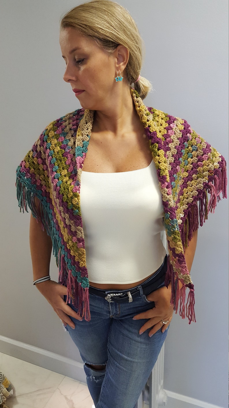 shawl made from granny squares