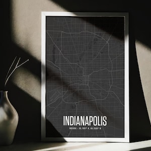 Indianapolis Downtown Map Printable Art, Digital Download City Map Wall Decor, Indiana Home Decor, Housewarming Travel Gift
