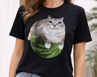 Cat on Watermelon T-Shirt – Funny Cat Lover Graphic Tee