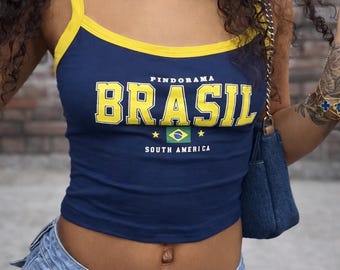 Y2K Brasil Crop Top: Vintage, Summer Streetwear