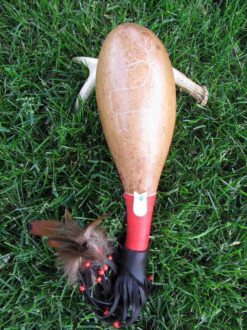 Gourd Rattle Shaker Elk Medicine Spirit Animal Etsy