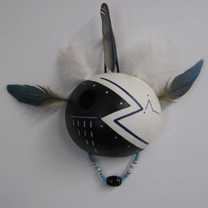 Wall Art , Wall Hanging , Gourd Mask , Hand Painted Gourd , Black And White Mask , Handmade Mask , Wall Decoration