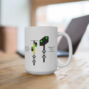 Railway advance signals mug, train driver gift, railway fan coffee mug, railway signals mug, railway friends gift idea