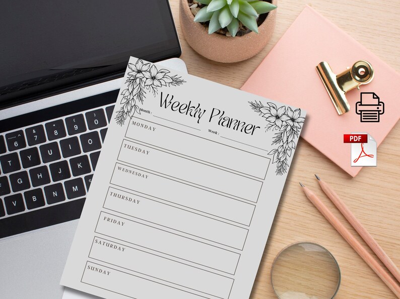 2025 Floral Weekly Planner Printable: Minimalist Schedule Template (US ...