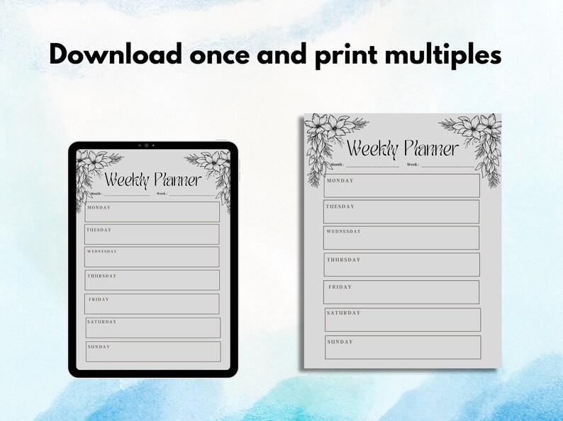 2025 Floral Weekly Planner Printable: Minimalist Schedule Template (US ...