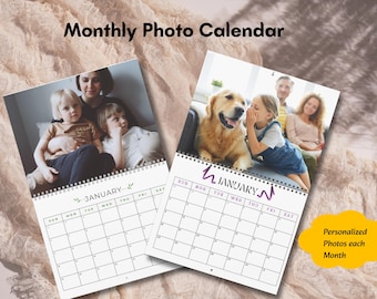 Personalized Photo Wall Calendar, Custom Family Keepsake, Wedding Anniversary Gift