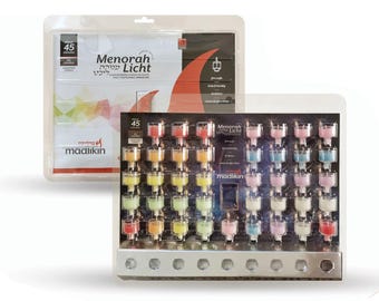 Hanukkah menorah kit for kids , includes 50 candles in real glass cup plus a menorah