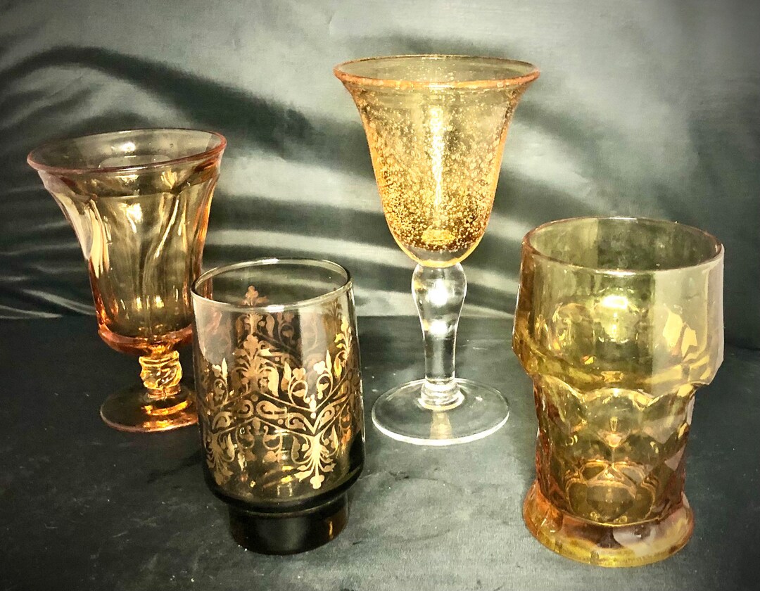 Copas Brown Color Lote mixto de 4 copas y vasos de vidrio vintage MCM Amber Brown - Etsy ...