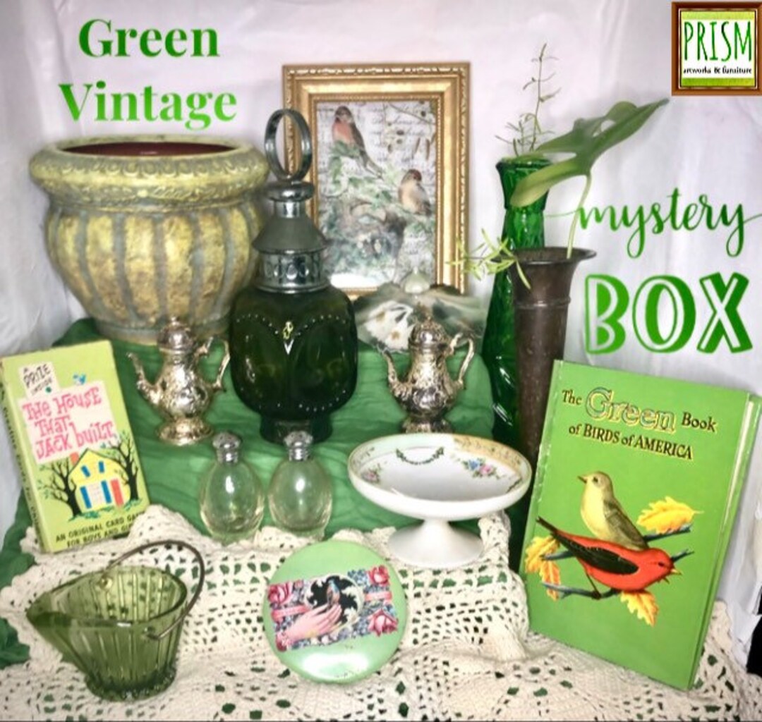 Green Vintage Mystery Box Gift Box With Vintage & Antique Etsy