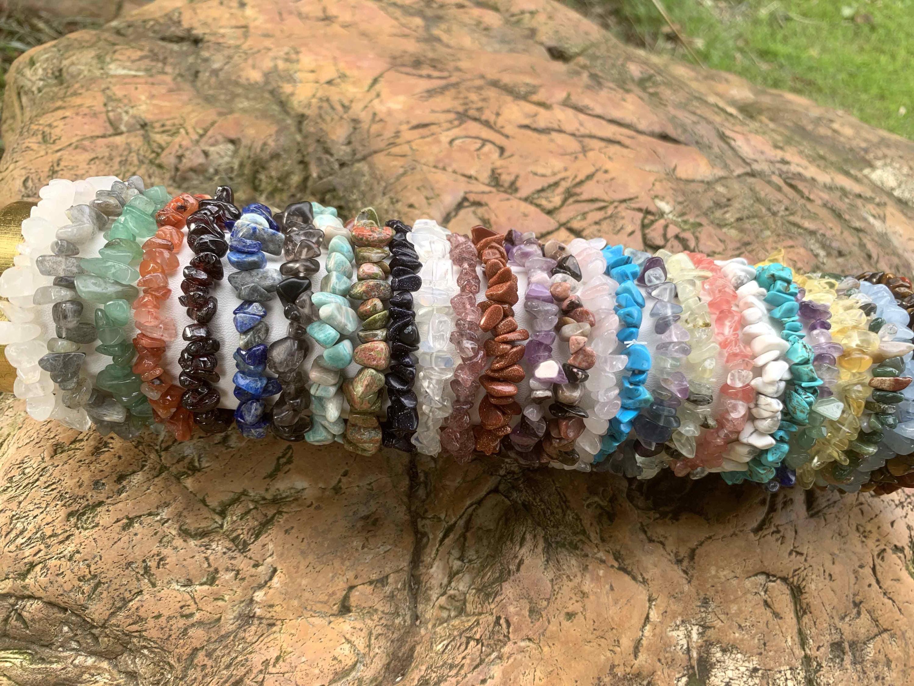 Parure Collier Et Bracelet En Pierres Naturelles Semi-précieuses, Acier Inoxydable