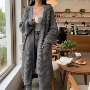 Oversized Knit Cardigan Women’s Long Sleeve Open Front Sweater Coat S–XXXL