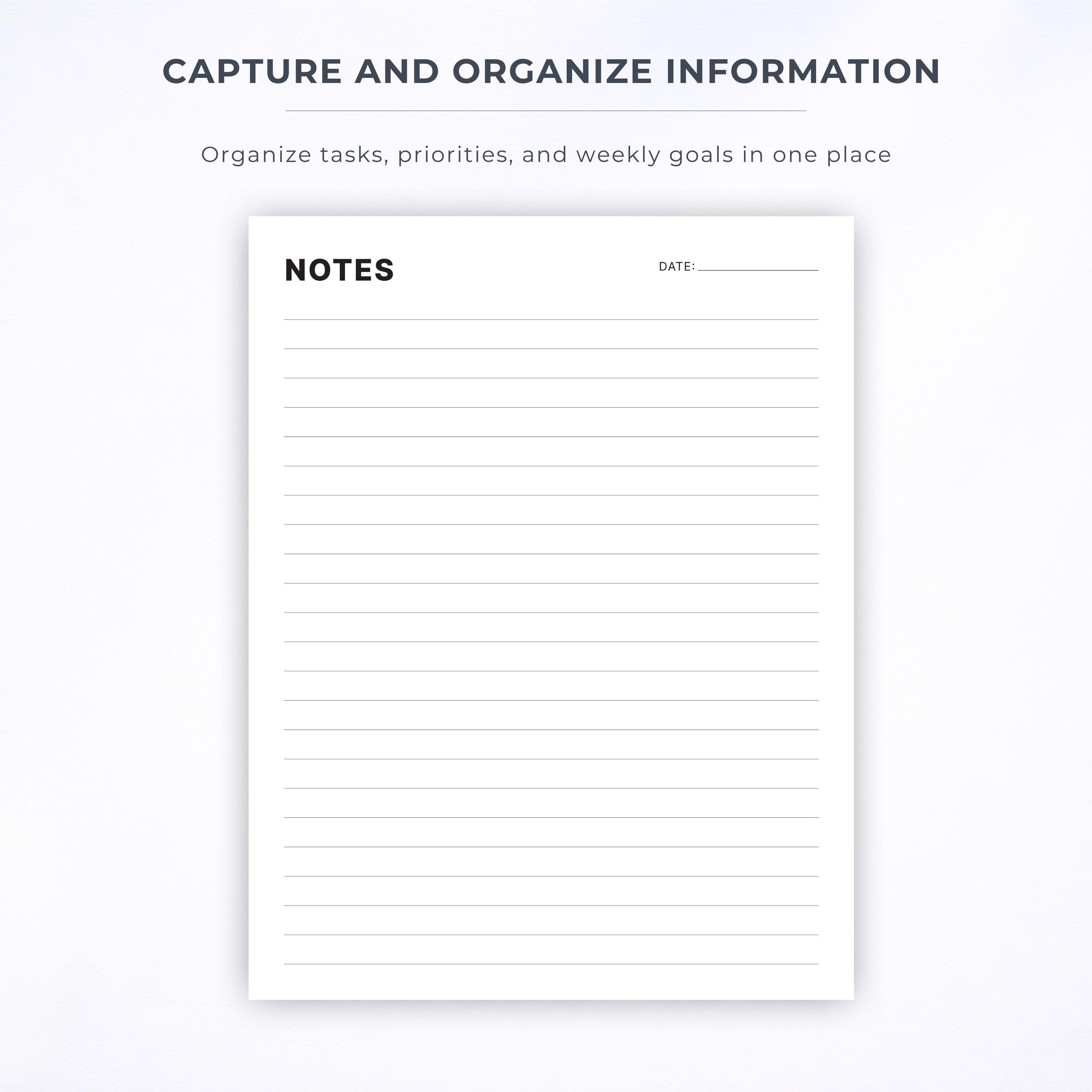 Hand Notes Layout Priorities Task List Printable – Priority Matrix, Notes | Minimal Planner PDF Task ...