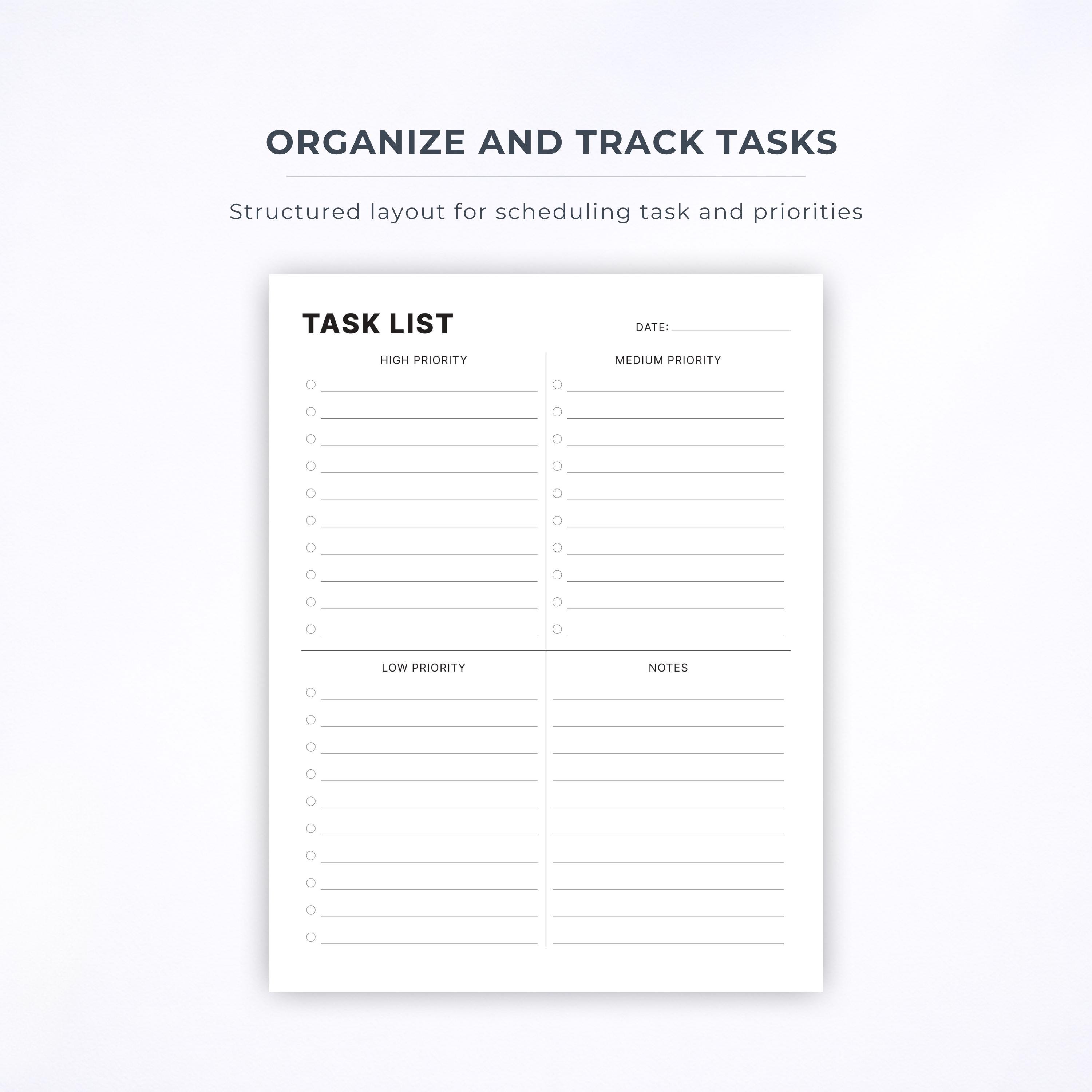 Hand Notes Layout Priorities Task List Printable – Priority Matrix, Notes | Minimal Planner PDF Task ...