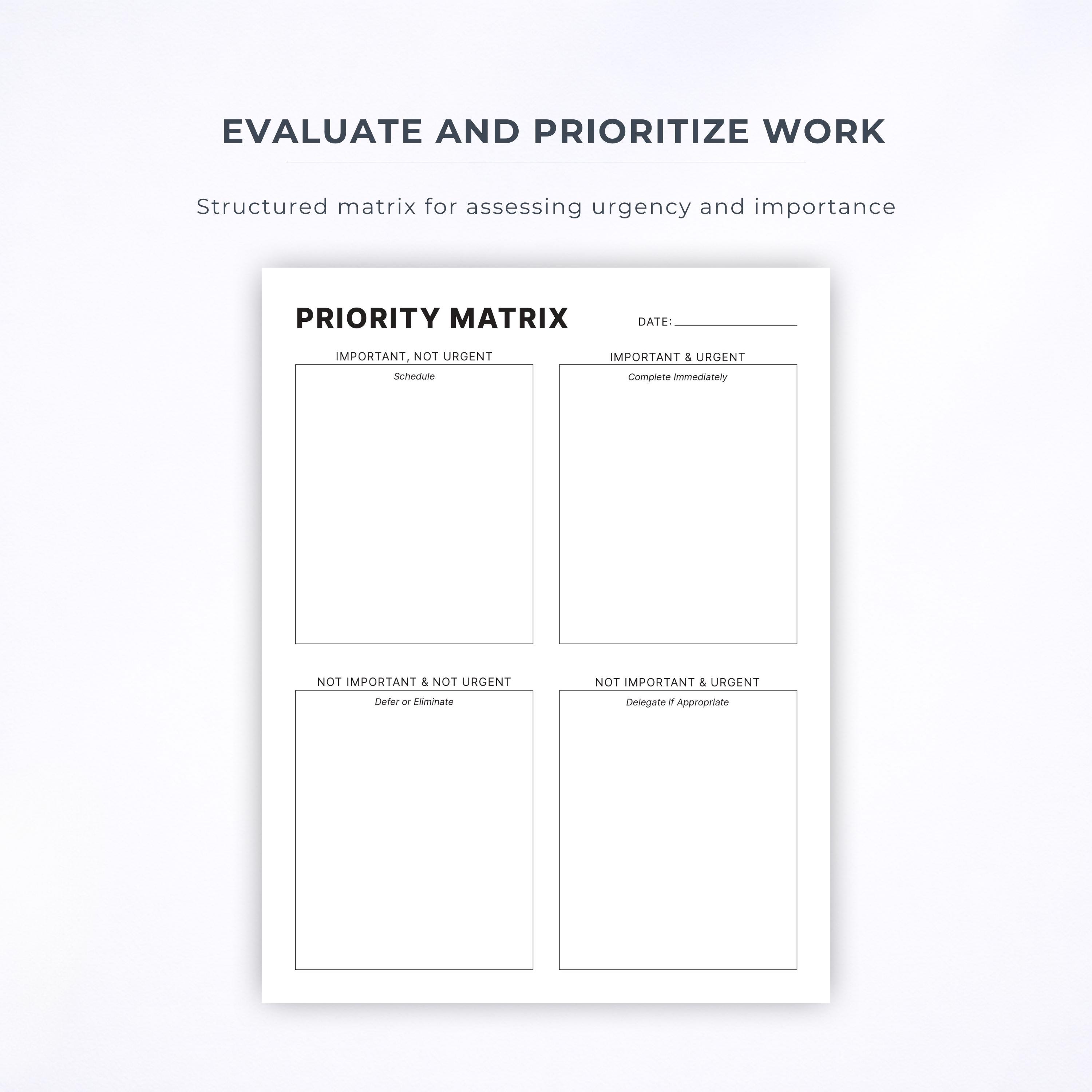 Hand Notes Layout Priorities Task List Printable – Priority Matrix, Notes | Minimal Planner PDF Task ...