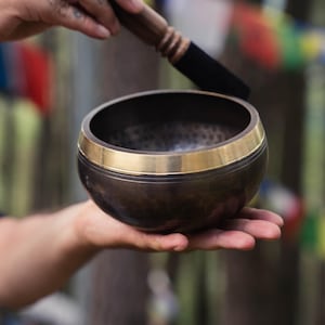 Hand-Hammered Black Tibetan Singing Bowl (6-inch) - Meditation & Sound Healing