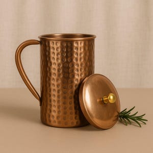 100% Pure Copper Water Jug | Ayurvedic Copper Pitcher | Handcrafted Copper Vessel for Detox & Wellness | Eco-Friendly Drinkware