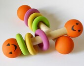 Halloween Baby Rattle, Teething Toy, Halloween, Eco Friendly, Waldorf Toy