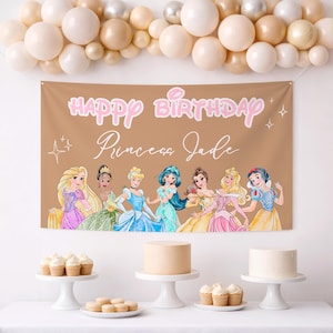 Striscione olografico riciclabile per festa di compleanno principessa di compleanno
