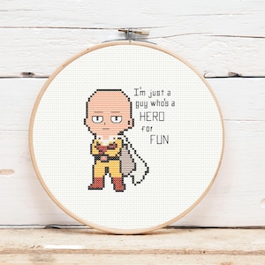 Saitama from One Punch Man Cross Stitch Pattern