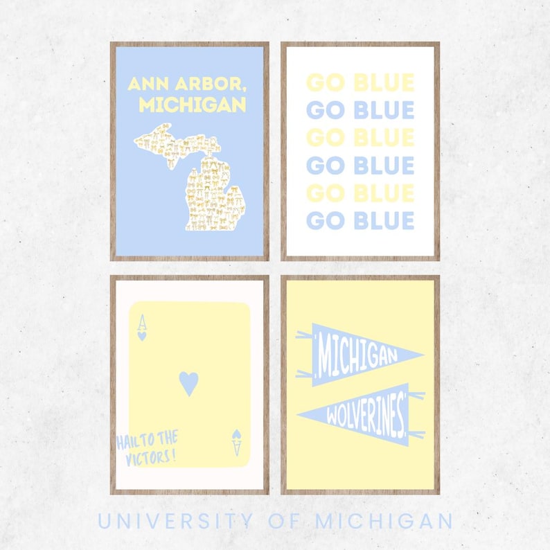 Michigan Pdf Frame University of Michigan Dorm Prints - Etsy