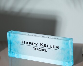 Personalized Acrylic Desk Name Plate, Custom Office Decor, New Job Boss Coworker Gift