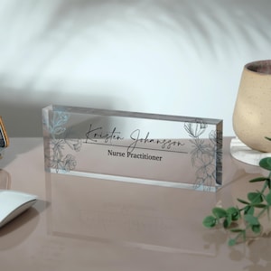Nurse Gift, Office Desk Gifts, Gift New Office, Personalized Name Plate, Acrylic Name Plaque, Custom Office Name Sign, Desk name plate