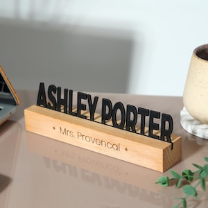 Personalized Wooden Name Plate, Office Desk Sign, CoWorker Gift, Desk Accessories, Custom Wooden Desk Name Plate, New Job Gift, Phd Gift