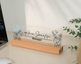 Personalized Acrylic Desk Name Plate for Men, Custom Office Name Sign, Professional Gift