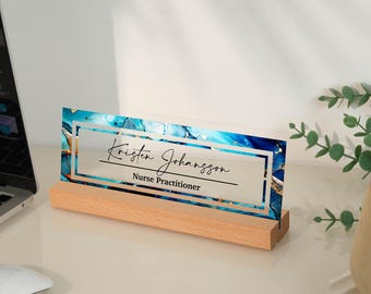 Personalized Acrylic Desk Name Plate, Teacher Office Decor, Valentine Day Gift