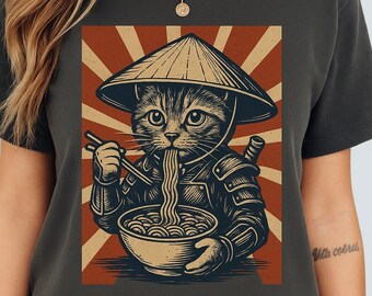 Noodle Cat Shirt, Ramen Cat Shirt, Cat Lover Gift, Kawaii Shirt, Anime Cat Shirt, Ramen Lover Gift, Kitty Tee, Japanese Cat Shirt