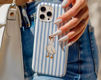 Silly Goose Phone Case, Striped Duck iPhone Case, Funny Goose Phone Cover for Samsung Google Pixel, Gift For Her