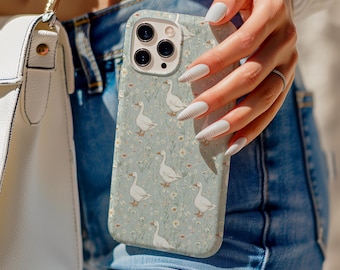 Cottagecore Goose Wildflower Phone Case, Duck Floral iPhone Case, Samsung Galaxy Pixel Cover, Gift for Her