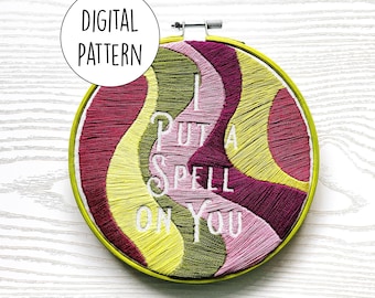 I put a spell on you | Hand embroidery pattern | Modern | Negative space | Digital Download | PDF | Pattern only