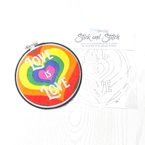 Love is Love | Hand embroidery pattern | Modern | Negative space | Stick and Stitch| Pattern only | LGBTQIA+