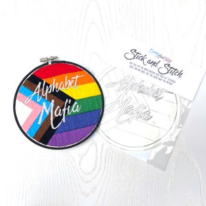 Alphabet Mafia | Hand embroidery pattern | Modern | Negative space | Stick and stitch | Pattern only | LGBTQIA+