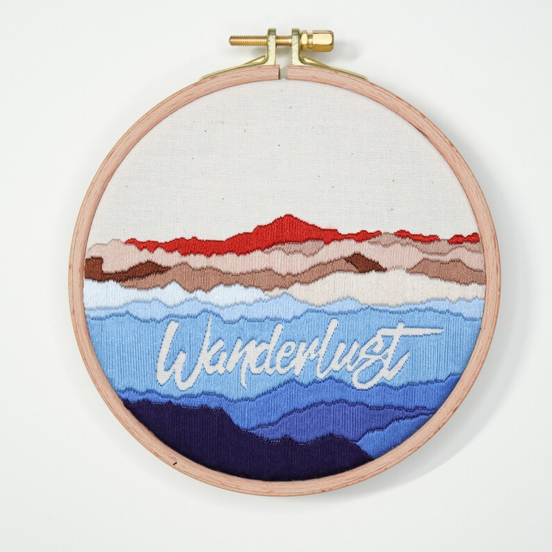 Wanderlust Digital Embroidery Pattern Diving Head First X Vika's Space Beginner Friendly Hand Embroidery PDF Mountains image 3