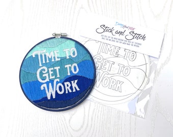 Time to get to work | Hand embroidery pattern | Modern | Negative space | Stick and Stitch | Pattern only