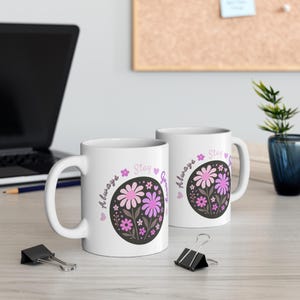 Hippie Coffee Mug Retro Flower Mug 70s Style Mug Vintage Style Cup Colorful Flower Mug, Floral Coffee Mug Boho Mug Groovy Mug 11 oz.