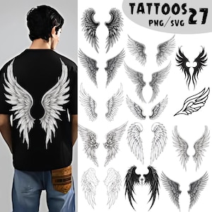 27 Angel Wings PNG Bundle | High Resolution 4500x4500 Transparent Background | Digital Download Sublimation, Tattoo, Stickers, Clipart