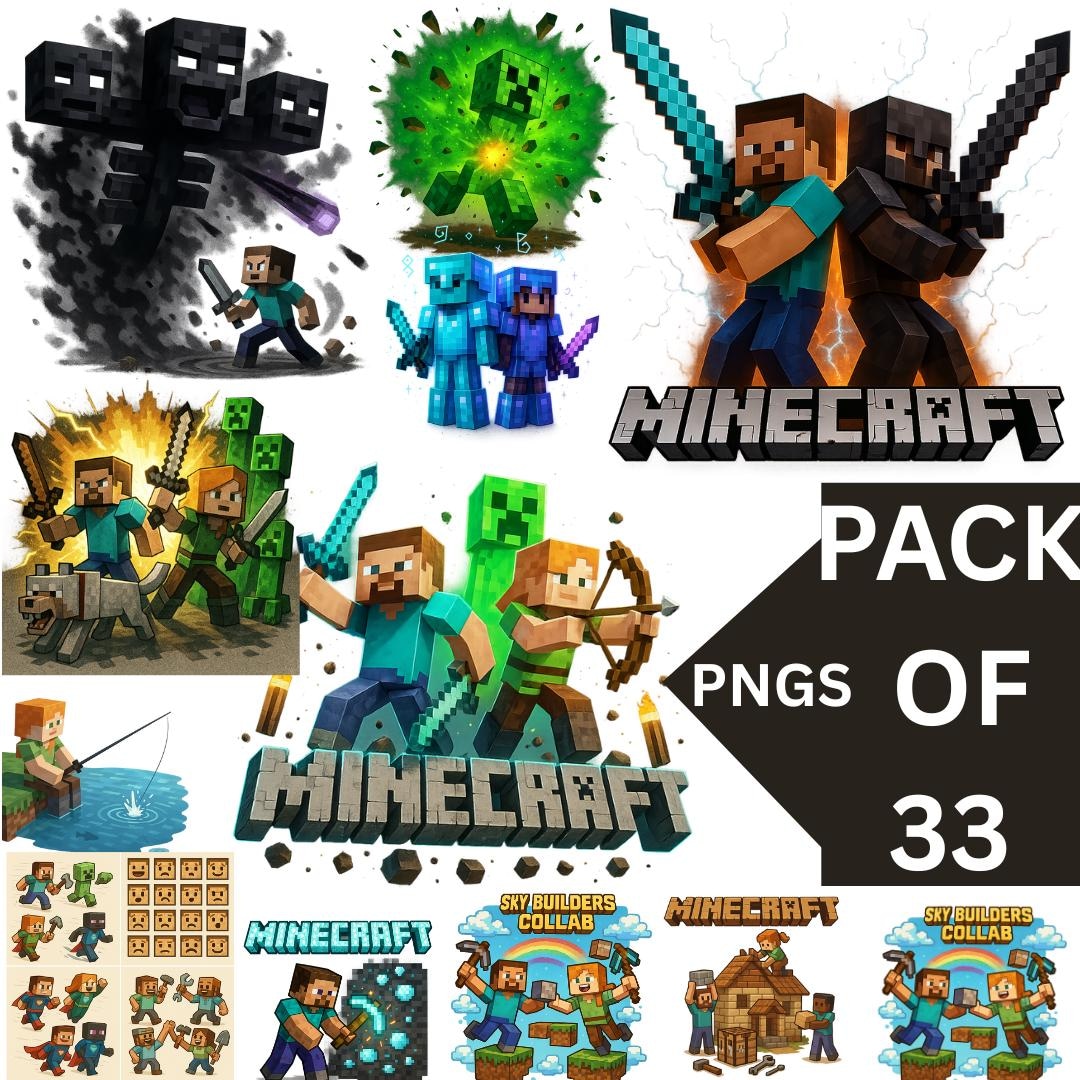 Mineecraft PNG Pack ~ Transparent Images ~ Digital Download ~ Gaming ...