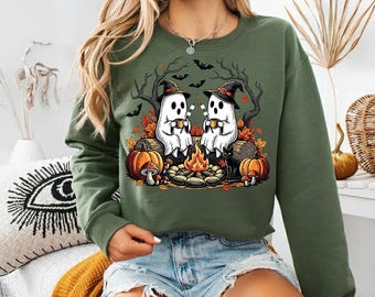 Fantasma da campeggio retrò per Halloween PNG SVG, clipart per la stagione spettrale (download digitale)
