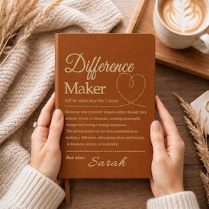 Personalized Difference Maker Journal, Difference Maker Gift, Difference Maker Definition with Name, Mentor Appreciation Gift, Leader Gift