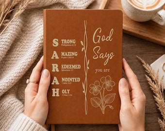 God Says You Are  Gift, Personalized Christian Journal, Catholic Bible Verse Journal, Custom Prayer Notebook, Religious Gift for Women