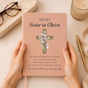Flower Christian Gifts for Women,Bible Verse Journal,Religious Gifts, Sister in Christ,Birthday Gift,baptism gift adult, Best Friend Gift 6-Rose Beige